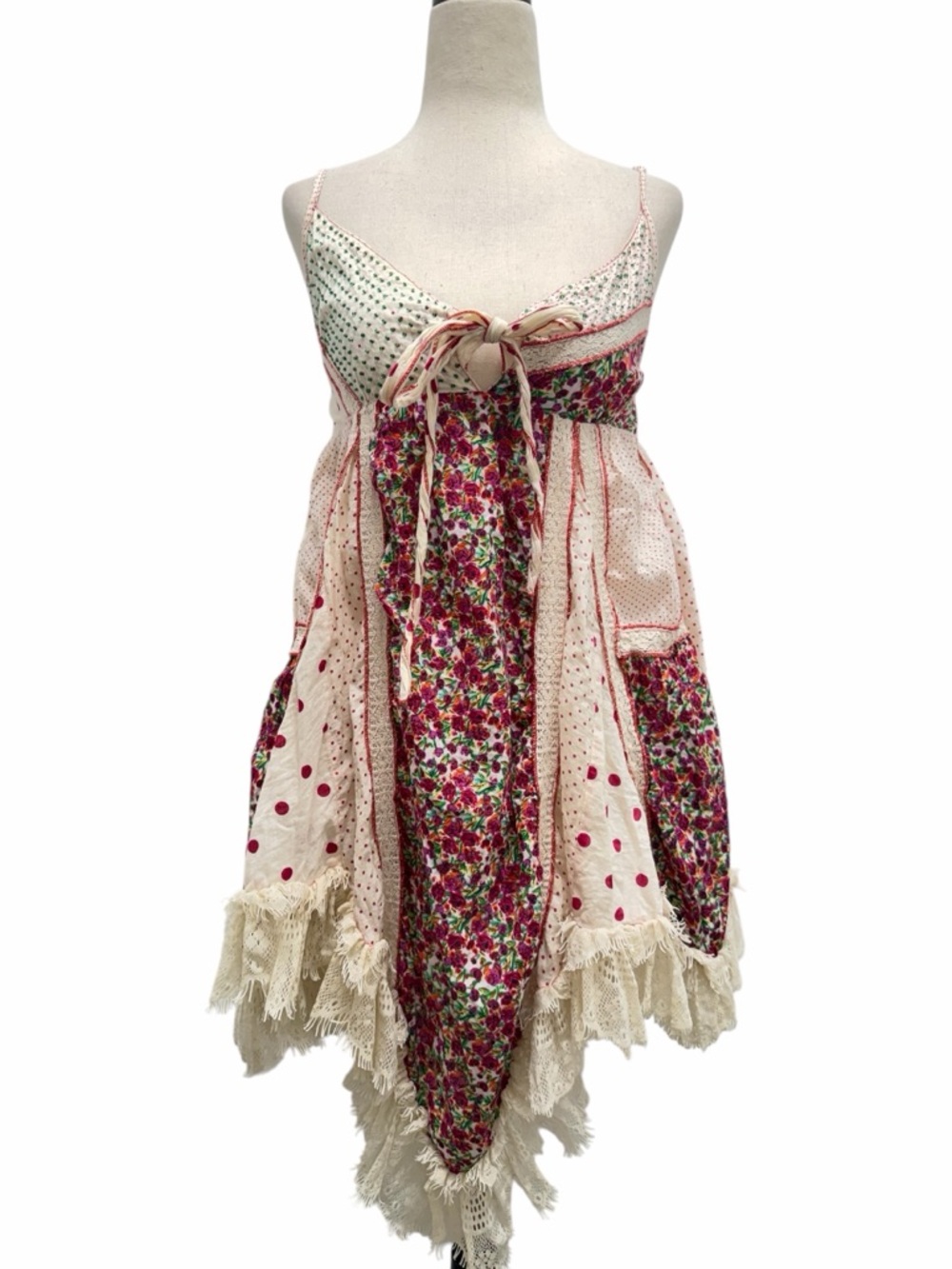 Antica Sartoria by Giacomo Cinque Beaded Boho Mini Dress White Size Small/Medium